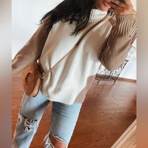 Neutral colorblock sweater